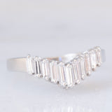 Anello a “V” in platino con diamanti di taglio baguette (0.50ctw), anni ‘70/‘80