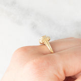 Anello doppio girevole in oro giallo 14K con rubino (0.20ct ca.)/smeraldo (0.14ct ca.) e diamanti, anni ‘80