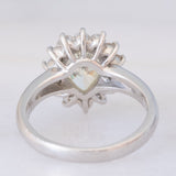 Anello a margherita e a goccia in platino con diamante centrale di 1.26ct e diamanti laterali (0.45ctw)