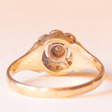Anello a margherita vintage in oro giallo e bianco 9K con diamanti (0.05ctw ca.), anno 1987
