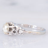 Solitario antico in oro bianco 18K con diamante di taglio rosa coroné (0.60ct ca.), anni ‘20/‘30