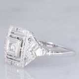 Solitario Art Déco in platino con diamanti, anni ‘30