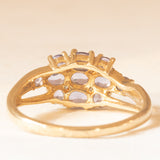 Anello vintage in oro giallo e bianco 9K con tanzaniti (1ctw ca.) e diamanti, anno 2006