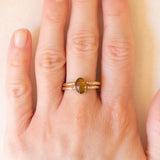 Anello doppio girevole vintage in oro giallo 9K con amazonite e ambra, anni ‘70/‘80