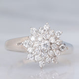 Anello a fiocco di neve in platino con diamanti di taglio brillante (0.50ctw), anni ‘70/‘80