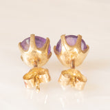 Orecchini punto luce vintage in oro giallo 9K con ametiste (1ctw ca.)