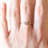 Anello Toi et Moi vintage in oro giallo 14K con diamanti di taglio vecchia Europa (0.20ctw ca.), anni ‘60/‘70