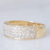 Anello a fascia vintage in oro giallo 14K con pavé di diamanti (0.50ctw ca.), anni ‘70