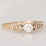 Solitario vintage in oro giallo 9K con diamanti (0.20ctw ca.)