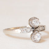 🤍 Toi et Moi in oro bianco 18K con diamanti di taglio vecchia miniera (0.24ctw ca.) e di taglio rosetta, anni ‘20