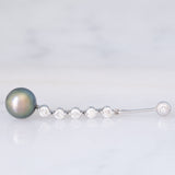 Orecchini pendenti vintage in oro bianco 14K con perle nere e diamanti (0.76ctw), anni ‘90