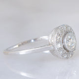 Anello “target” Art Déco in platino con diamanti (0.74ctw ca.), anni ‘20/‘30