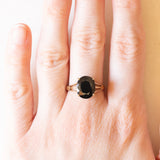 Anello da cocktail vintage in oro giallo 9K con quarzo nero (3ct ca.), anno 2006