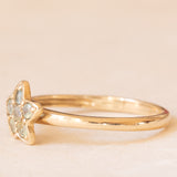 Anello vintage a forma di stella in oro giallo 9K con spinelli sintetici verdi (0.10ctw ca.), anno 2005
