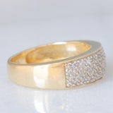 Anello a fascia vintage in oro giallo 14K con pavé di diamanti (0.50ctw ca.), anni ‘70