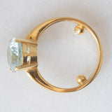 Anello da cocktail vintage in oro giallo 18K con acquamarina (3.50ct ca.), anni ‘60