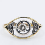 Anello antico in oro giallo 18K e argento con diamanti di taglio rosetta, primi del ‘900