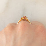 Anello a fiore in oro giallo 9K con zaffiri rossi (0.55ctw)