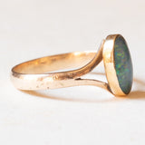 Anello vintage in oro giallo 14K con opale sintetico, anni ‘70