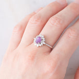 Anello a margherita vintage in platino con rubino (1.61ct) e diamanti (0.60ctw), anni ‘80/‘90