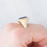 Anello da cocktail vintage in oro giallo 9K con fluorite (9ct ca.), anni ‘70/‘80