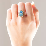 Anello vintage in oro giallo 9K con mosaico di opali triplet