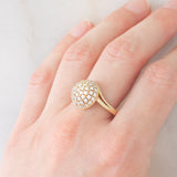 Anello tourbillion vintage in oro giallo 14K e diamanti (1.10ctw ca.), anni '70