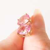 Orecchini punto luce vintage in oro giallo 9K con topazi rosa trattati (4ctw ca.)
