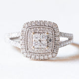 Anello vintage in oro bianco 9K con diamanti (0.50ctw ca.), anni ‘80/‘90