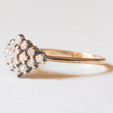 Anello vintage in oro giallo e bianco 9K con diamanti di taglio brillante (0.16ctw ca.), anni ‘70