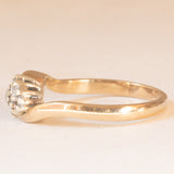 Anello vintage in oro giallo e bianco 9K con diamanti (0.08ctw ca.), anno 1991