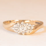 Anello vintage in oro giallo e bianco 9K con diamanti (0.08ctw ca.), anno 1991