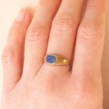 Anello chevalier vintage in oro giallo 8K con lapislazzuli, anni ‘50