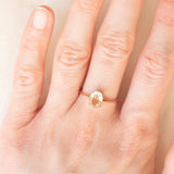 Solitario vintage in oro giallo 9K con quarzo citrino (1ct ca.), anno 1981