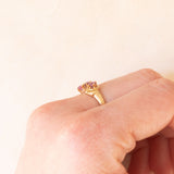 Anello vintage in oro giallo e bianco 14K con rubini e diamante, anni ‘70