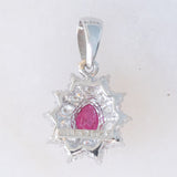 Ciondolo a margherita vintage in platino con rubino (0.52ct) e diamanti (0.45ctw)