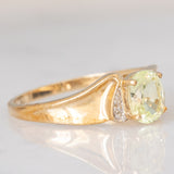 Anello moderno in oro giallo 9K con topazio verde (0.90ct ca.) e diamanti, anno 2007