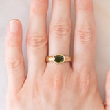 Solitario vintage in oro giallo 9K con cromodiopside (1ct ca.), anni ‘80