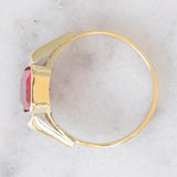 Anello da cocktail vintage in oro giallo 8K con rubino sintetico (2.50ct ca.), anni ‘70