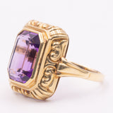 Anello da cocktail vintage in oro giallo 14K con ametista (4.60ct ca.), anni ‘70