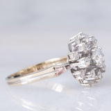 Anello a fuoco d’artificio vintage in oro bianco 18K con diamanti di taglio brillante (0.70ctw ca.), anni ‘70
