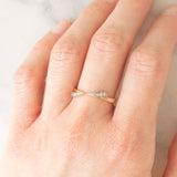 Anello vintage a fiocco in oro rosa e bianco 14K con diamanti