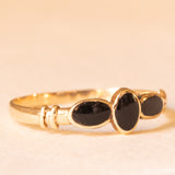 Trilogy vintage in oro giallo 14K con onici, anni ‘50