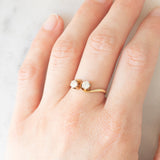 Anello Toi et Moi vintage in oro giallo 14K con diamanti di taglio vecchia Europa (0.40ctw ca.), anni ‘60/‘70