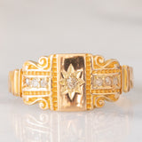 Anello antico in oro giallo 14K con diamanti di taglio rosetta (0.08ctw ca.), anni ‘10