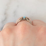 Anello borbonico antico in oro giallo 8K con turchese e perline, seconda metà dell’800