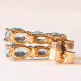 Orecchini vintage in oro giallo 9K con tormaline azzurre (1ctw ca.), anni ‘90