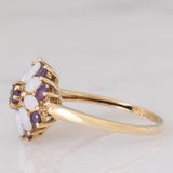 Anello a fiore vintage in oro giallo 8K con ametiste (0.30ctw ca.) e opali, anni ‘80