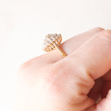 Anello a fiore vintage in oro giallo 9K e diamanti (0.25ctw ca.), anno 1994