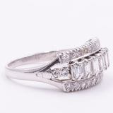 Anello “triplo” a fascia in oro bianco 14K con diamanti (1.20ctw ca.), anni ‘80